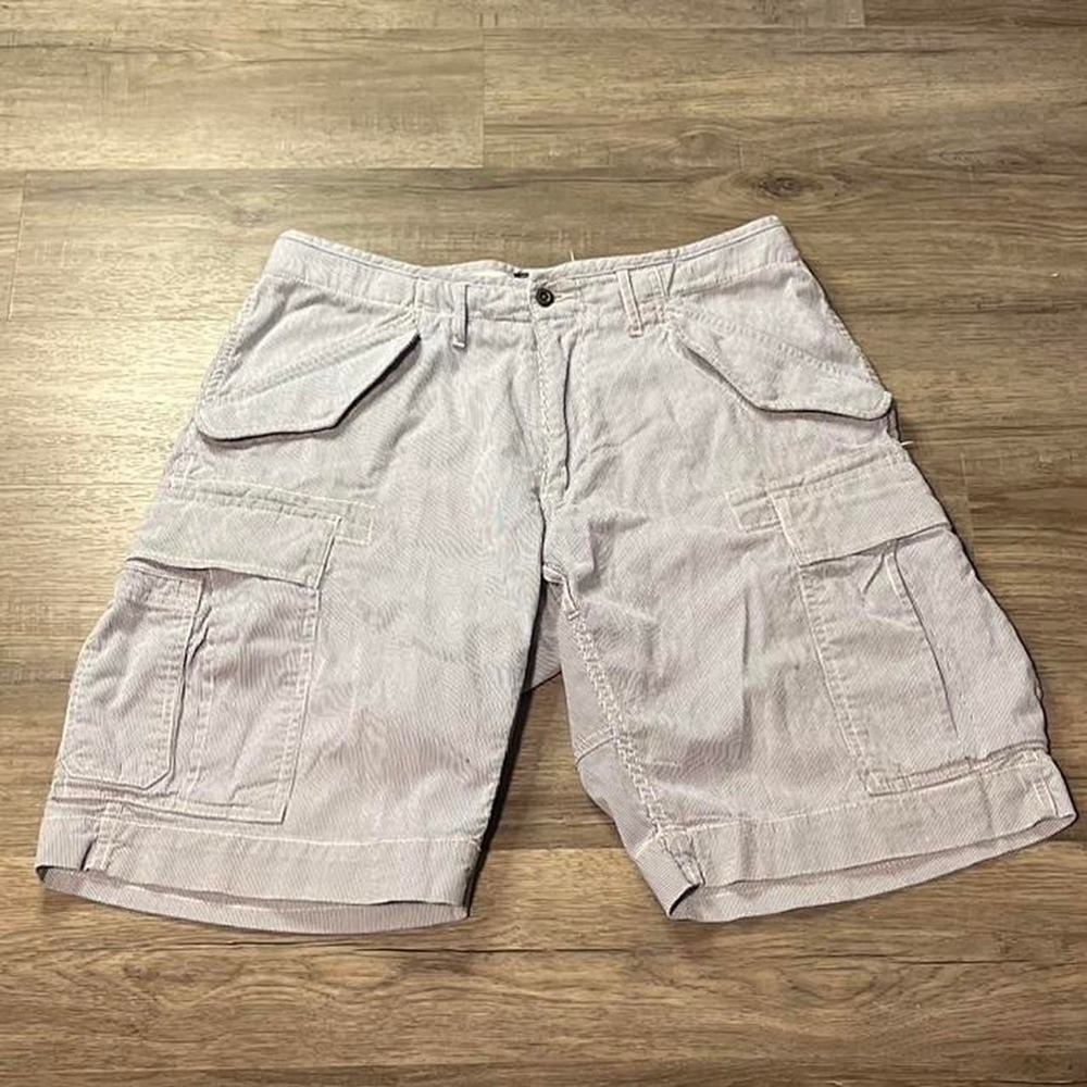 Polo Ralph Lauren Vintage Blue Striped‎ Retro Cargo Shorts size 33